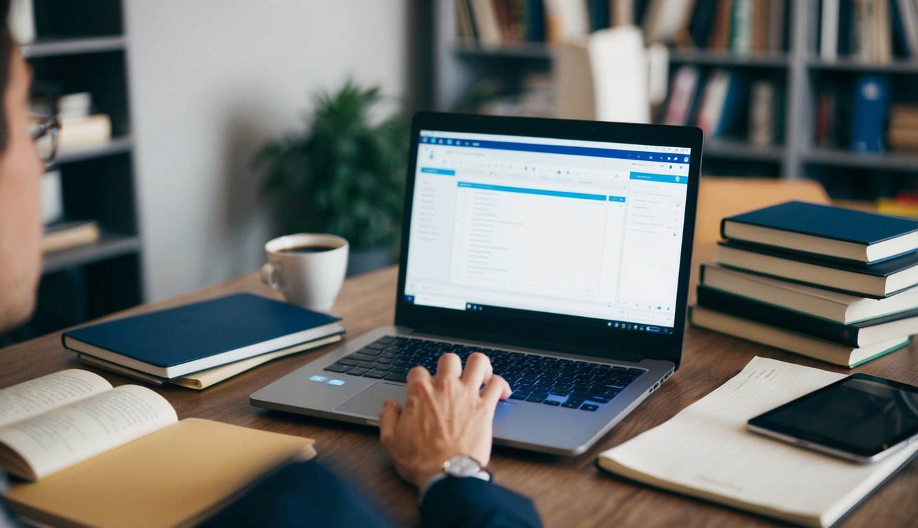 Peneliti membandingkan fokus dan ruang lingkup beberapa jurnal di laptop